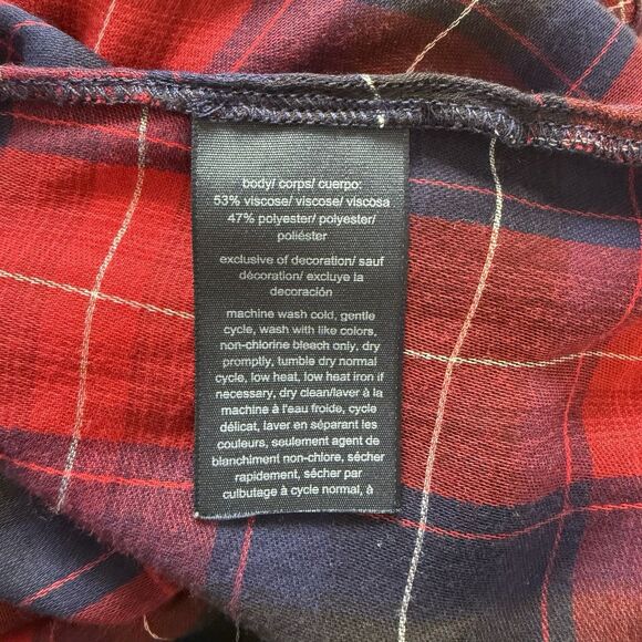Tommy Hilfiger Red/Blue Plaid Button Down Shirt Roll Tab Sleeves Women’s Sz XXL - Picture 5 of 6